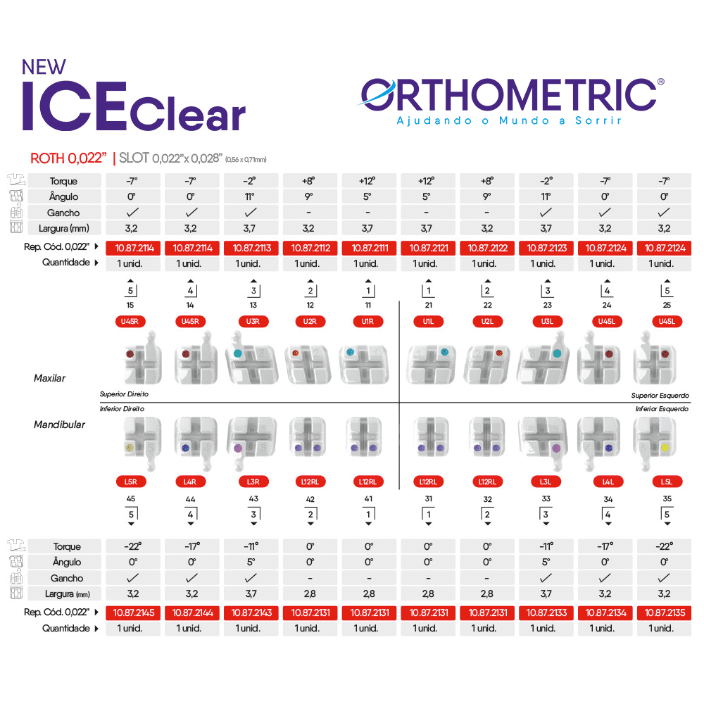 10.87.2000 – Bráquete Cerâmico New Iceclear Roth 0,022 01 Caso