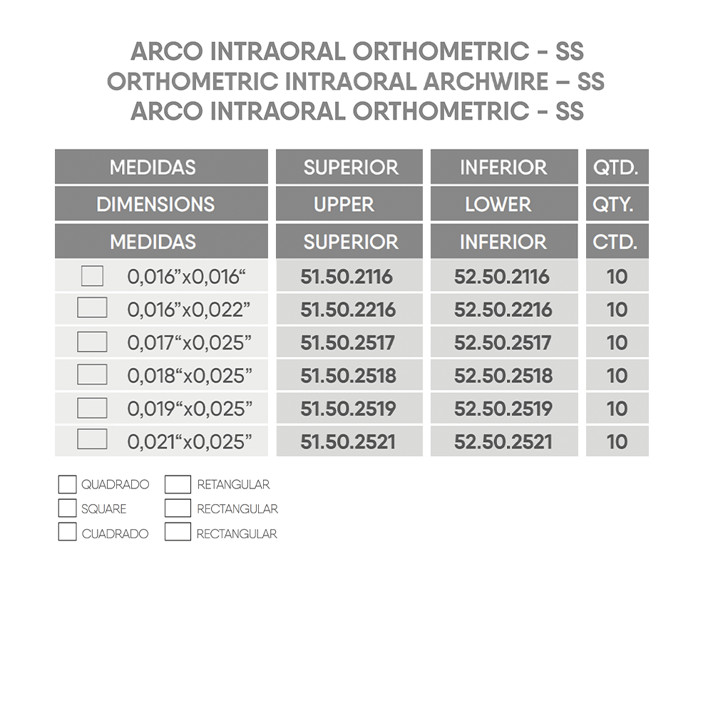 Arco de Aço SS CrNi Retangular