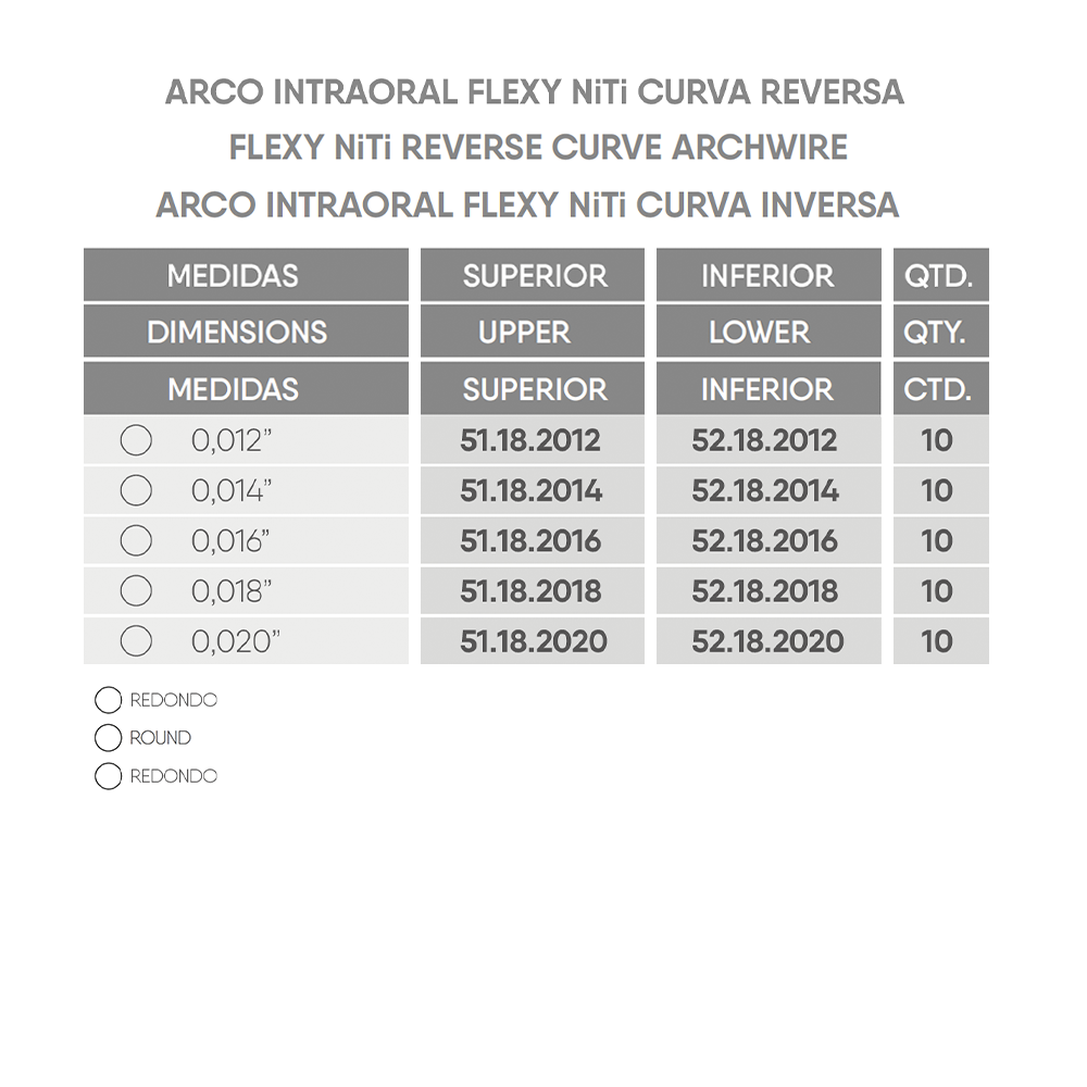 Arco Flexy NiTi Curva Reversa Redondo